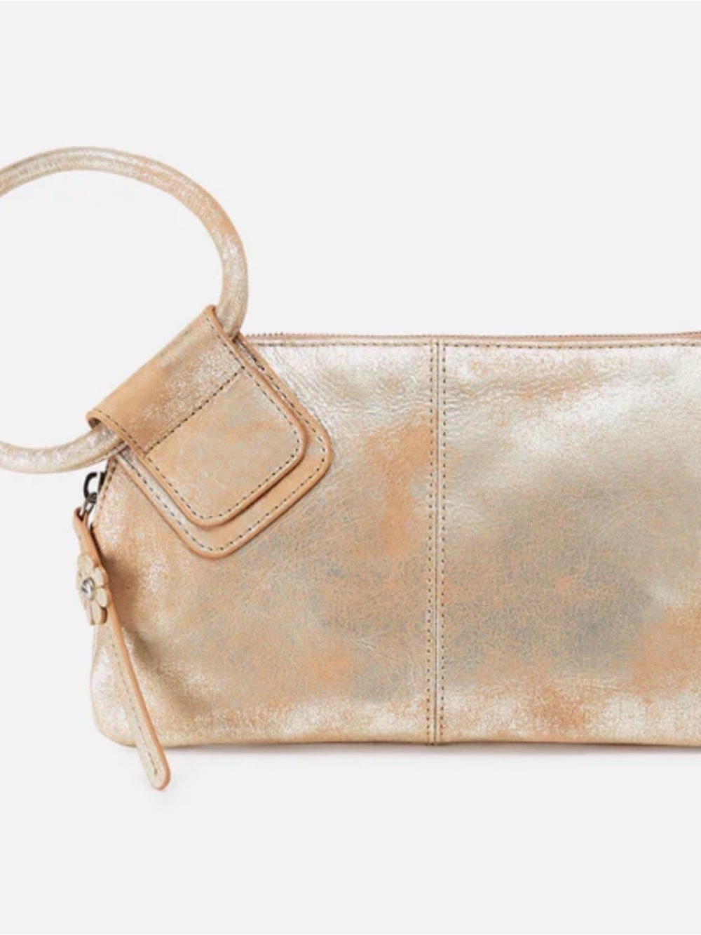 HOBO Distressed Metallic Silver Leather Wristlet Wallet - Picture 3 of 6